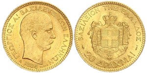 20 Drachma Königreich Griechenland (1832-1924) Gold Georg I. von Griechenland (1845- 1913)