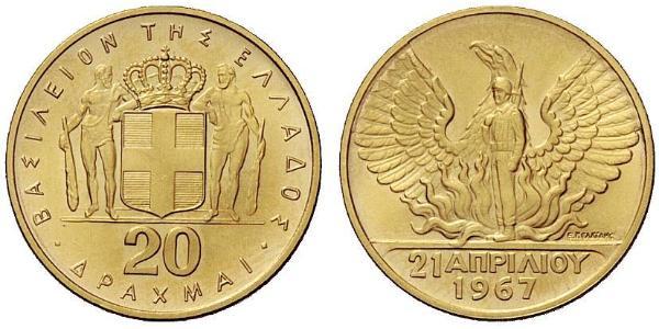 20 Drachma Royaume de Grèce (1944-1973) Or 