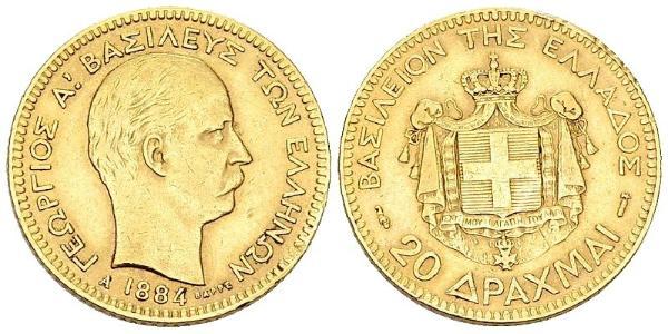 20 Drachma 希臘王國 金 乔治一世 (希腊) (1845 - 1913)