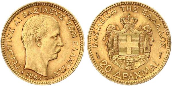 20 Drachma 希臘王國 金 乔治一世 (希腊) (1845 - 1913)