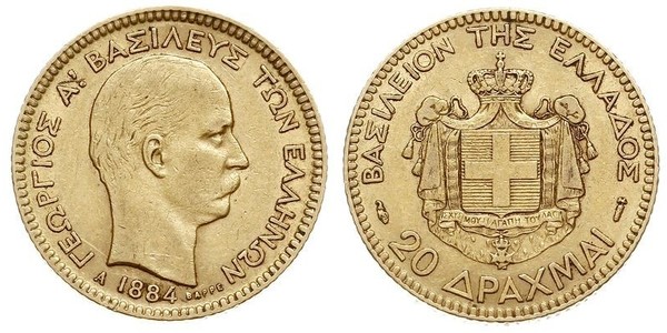 20 Drachma 希臘王國 金 乔治一世 (希腊) (1845 - 1913)