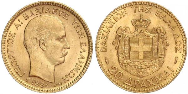 20 Drachma 希臘王國 金 乔治一世 (希腊) (1845 - 1913)