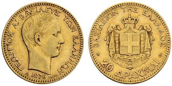 20 Drachma 希臘王國 金 乔治一世 (希腊) (1845 - 1913)