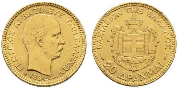 20 Drachma 希臘王國 金 乔治一世 (希腊) (1845 - 1913)