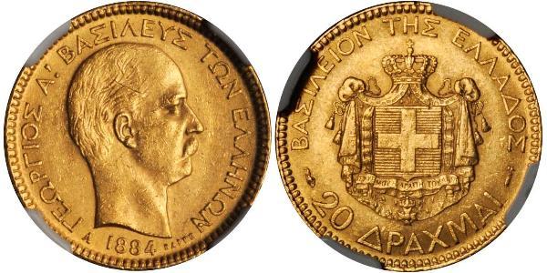 20 Drachma 希臘王國 金 乔治一世 (希腊) (1845 - 1913)