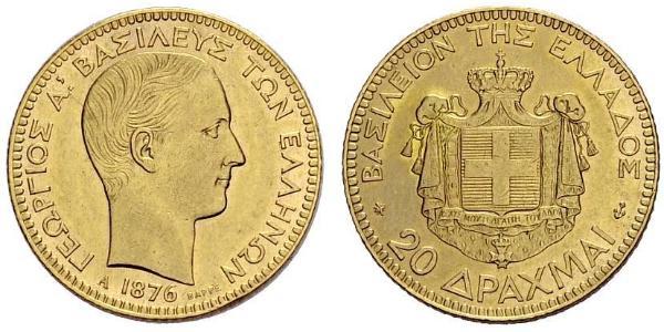 20 Drachma 希臘王國 金 乔治一世 (希腊) (1845 - 1913)