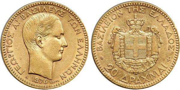 20 Drachma 希臘王國 金 乔治一世 (希腊) (1845 - 1913)