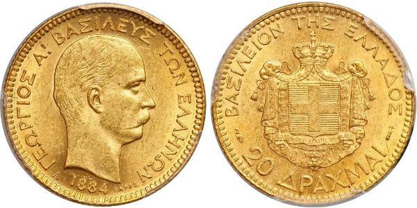 20 Drachma 希臘王國 金 乔治一世 (希腊) (1845 - 1913)