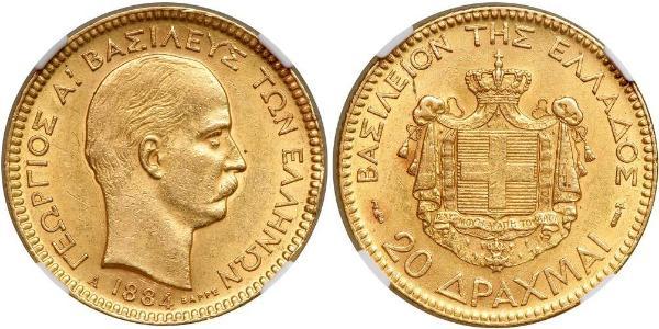 20 Drachma 希臘王國 金 乔治一世 (希腊) (1845 - 1913)