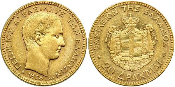 20 Drachma 希臘王國 金 乔治一世 (希腊) (1845 - 1913)