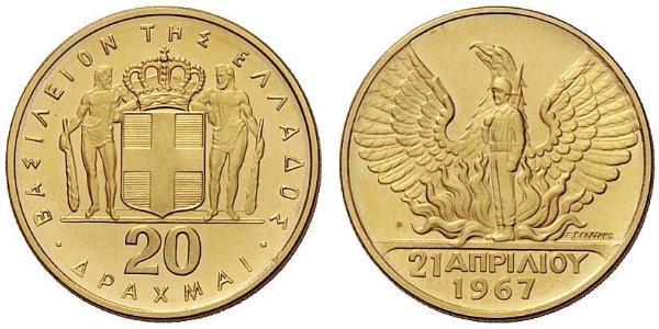 20 Drachma 希臘王國 金 