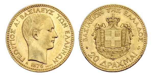 20 Drachma 希臘王國 金 乔治一世 (希腊) (1845 - 1913)