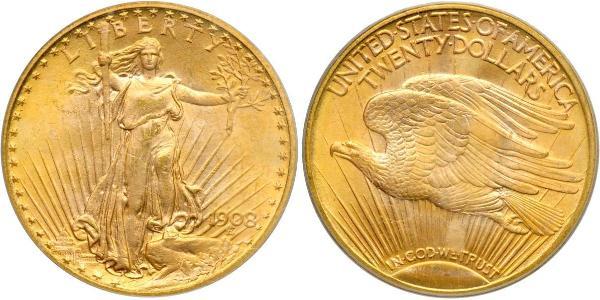 20 Dólar Estados Unidos de América (1776 - ) Oro 