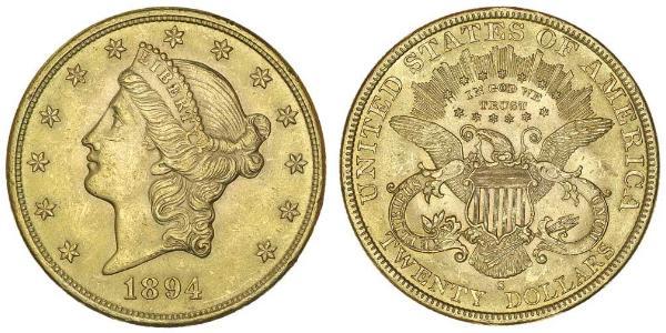 20 Dólar Estados Unidos de América (1776 - ) Oro 