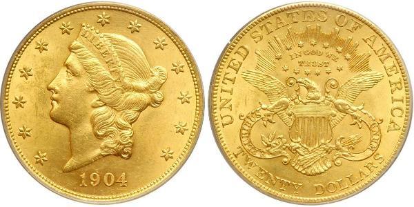 20 Dólar Estados Unidos de América (1776 - ) Oro 