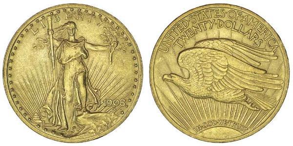 20 Dólar Estados Unidos de América (1776 - ) Oro 