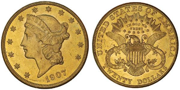 20 Dólar Estados Unidos de América (1776 - ) Oro 