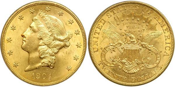 20 Dólar Estados Unidos de América (1776 - ) Oro 