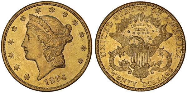 20 Dólar Estados Unidos de América (1776 - ) Oro 
