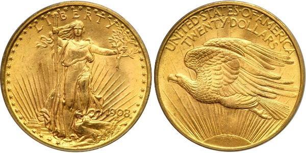 20 Dólar Estados Unidos de América (1776 - ) Oro 