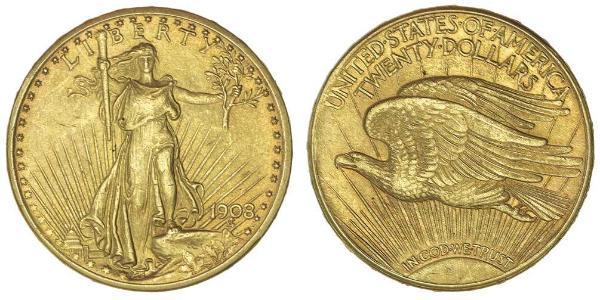 20 Dólar Estados Unidos de América (1776 - ) Oro 
