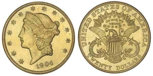 20 Dólar Estados Unidos de América (1776 - ) Oro 