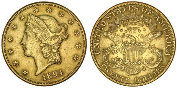 20 Dólar Estados Unidos de América (1776 - ) Oro 