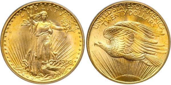 20 Dólar Estados Unidos de América (1776 - ) Oro 