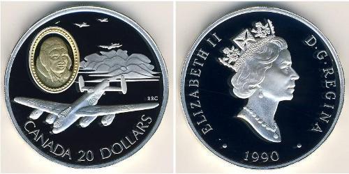 20 Dólar Canadá Plata 