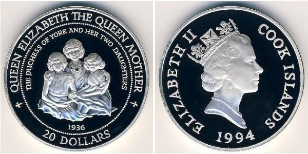 20 Dólar Islas Cook Plata 