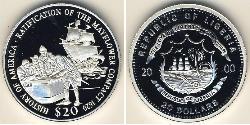 20 Dólar Liberia Plata 