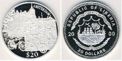 20 Dólar Liberia Plata 