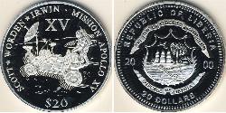 20 Dólar Liberia Plata 