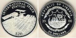 20 Dólar Liberia Plata 