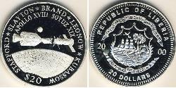 20 Dólar Liberia Plata 