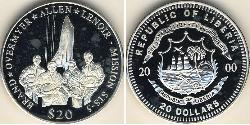 20 Dólar Liberia Plata 