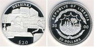 20 Dólar Liberia Plata 
