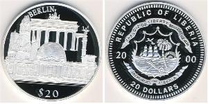 20 Dólar Liberia Plata 