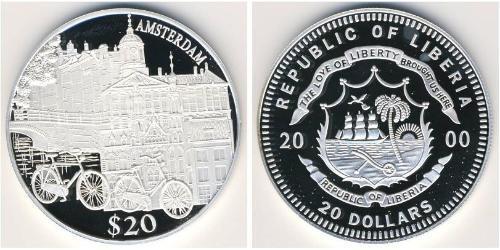 20 Dólar Liberia Plata 