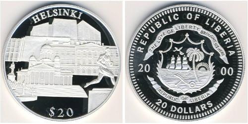 20 Dólar Liberia Plata 