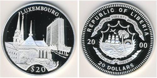 20 Dólar Liberia Plata 