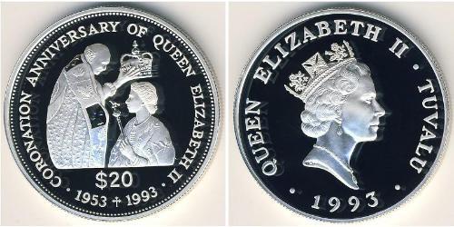 20 Dólar Tuvalu Plata 