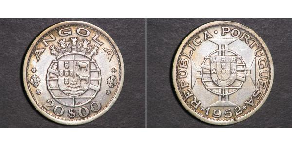 20 Escudo Portugal / Portuguese Angola (1575-1975) Argent 