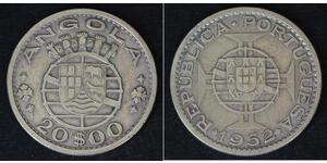 20 Escudo Portogallo / Portuguese Angola (1575-1975) Argento 