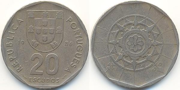 20 Escudo Portuguese Republic (1975 - ) Copper/Nickel 