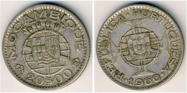 20 Escudo Mozambique Plata 