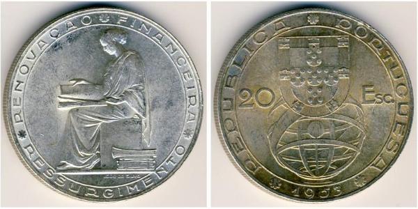20 Escudo Estado Novo (Portugal) (1933 - 1974) Silber 