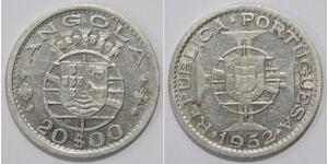20 Escudo Portugal / Portuguese Angola (1575-1975) Silber 