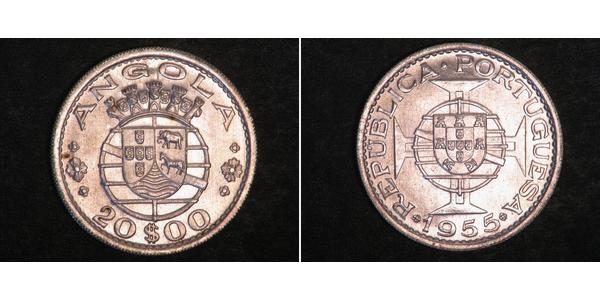 20 Escudo Portugal / Portuguese Angola (1575-1975) Silver 