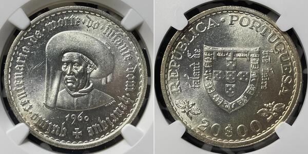 20 Escudo Second Portuguese Republic (1933 - 1974) Silver 